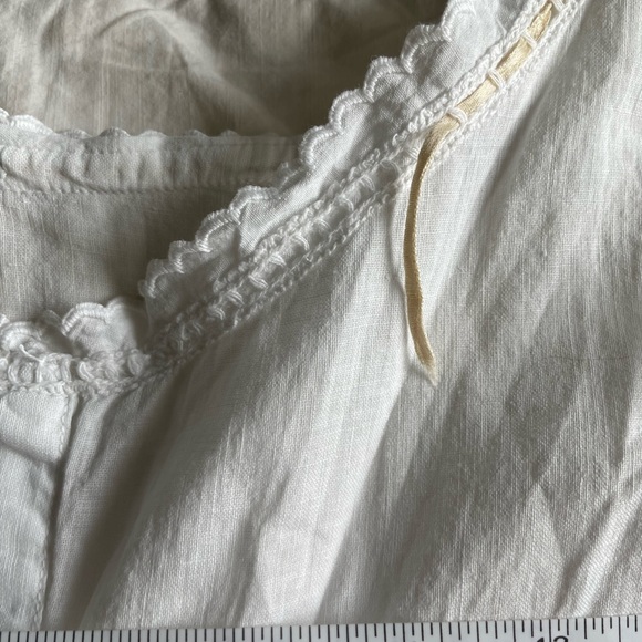 Antique French provincial full petticoat XS-S handmade white night gown - Picture 5 of 15